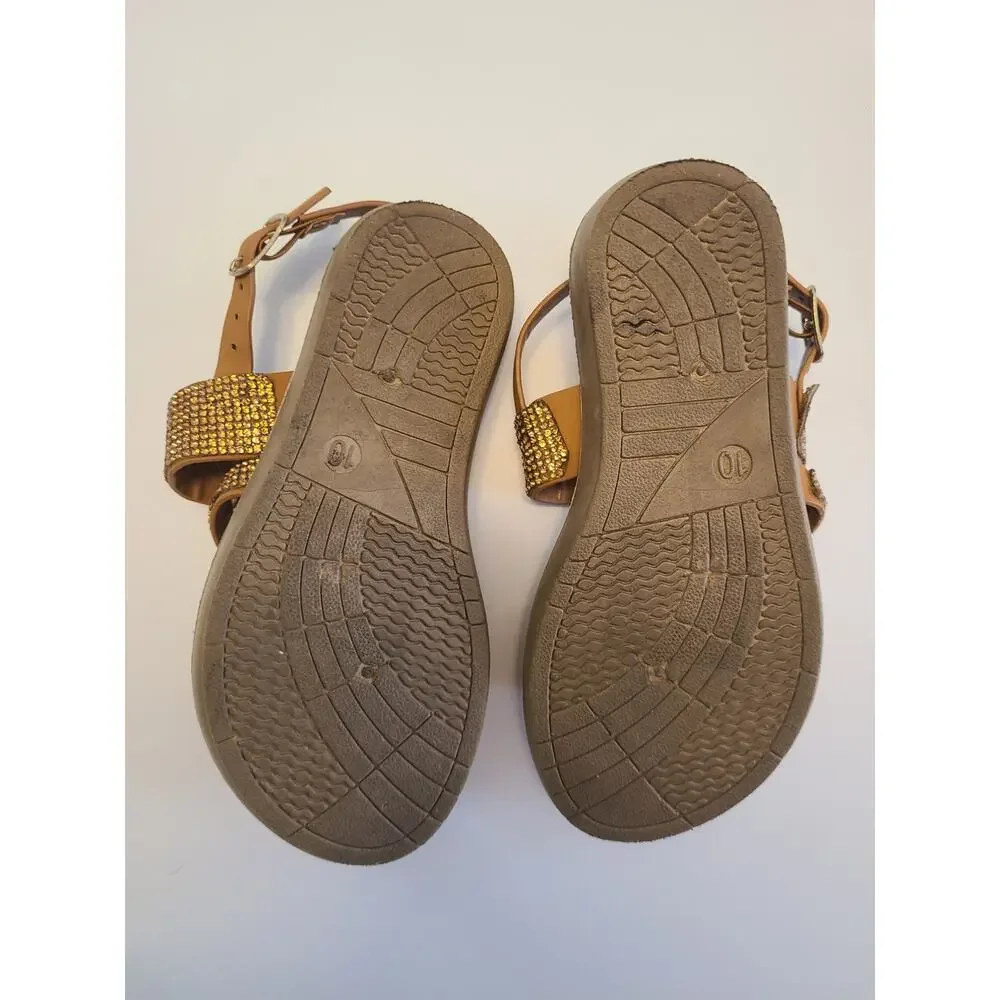Adrienne Vittadini Kids Girls Sandals Size 10 Lot of 2 (Gold & Black Rhinestone)
